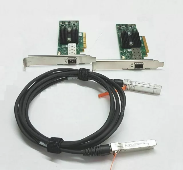 LOT OF 2 MNPA19-XTR 10GB Mellanox ConnectX-2 1m SFP+ Cable Network Card