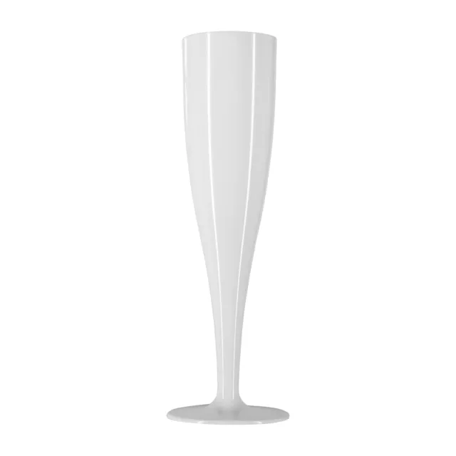 100 x White Prosecco Flutes 135ml Champagne Glasses Biodegradable Plastic Pack
