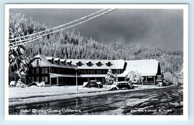 RPPC QUINCY, CA California~ Snowy  HOTEL QUINCY c1940s Plumas County Postcard