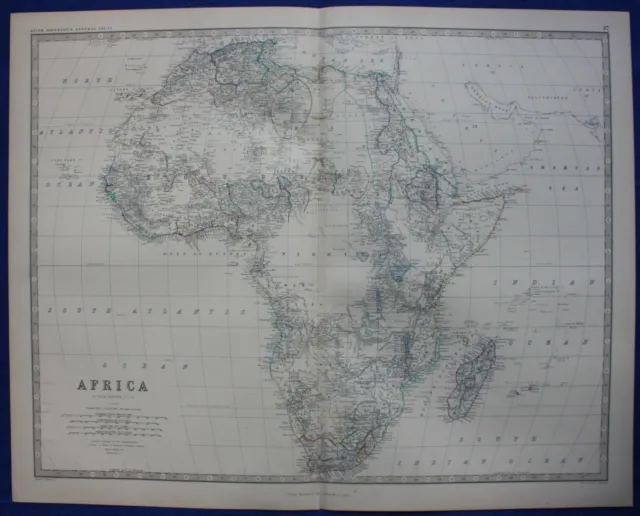 AFRICA, MADAGASCAR, original antique map, Johnston, 1871