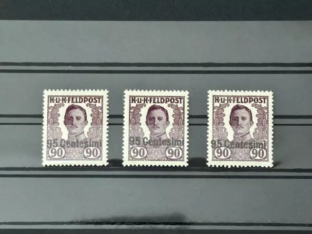3 Briefmarken Österreich Kaiserreich KuK Feldpost Überdruck Italien postfrisch