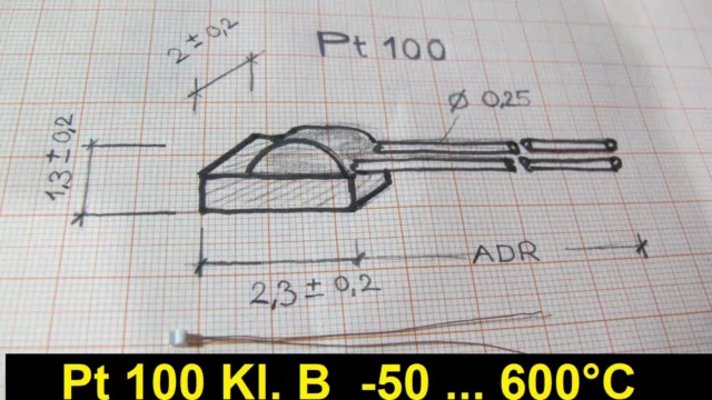 2 pieces Pt100 cl. B-50 ... 600°C temperature sensor sensor Pt 100 2.3mm x 2mm