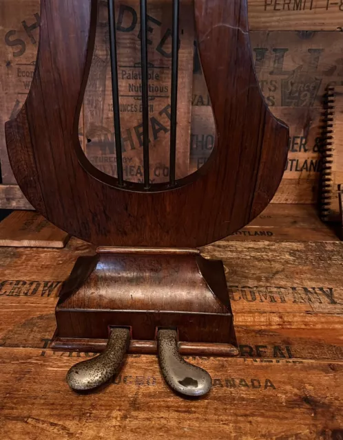Antique Circa 1860 PIANO PEDAL LYRE POST Victorian Square Piano Part