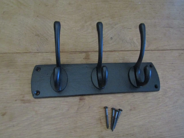 CAST IRON vintage Rustic retro Victorian hat and coat hook rail hanger pegs 2