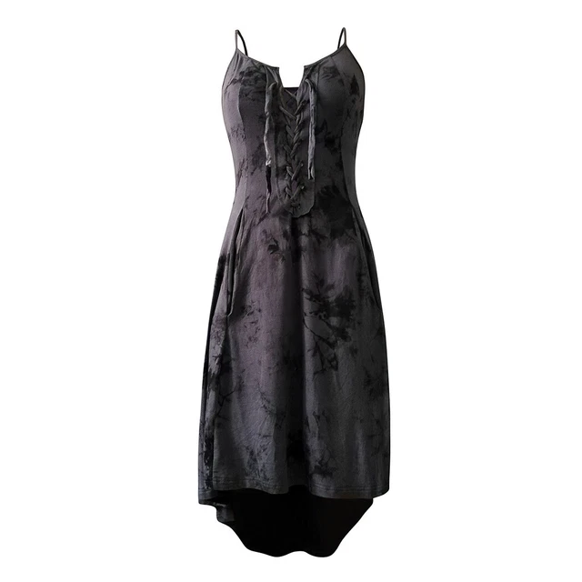 Gothic Women Strappy High Waist Sling Dress Steampunk Lace-Up Dress Party