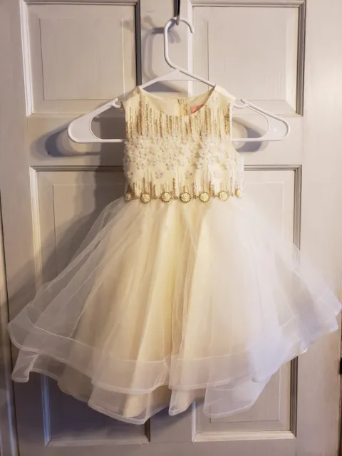 Pink Butterfly Girls 3T Special Occasion Cream Tulle Skirt Dress