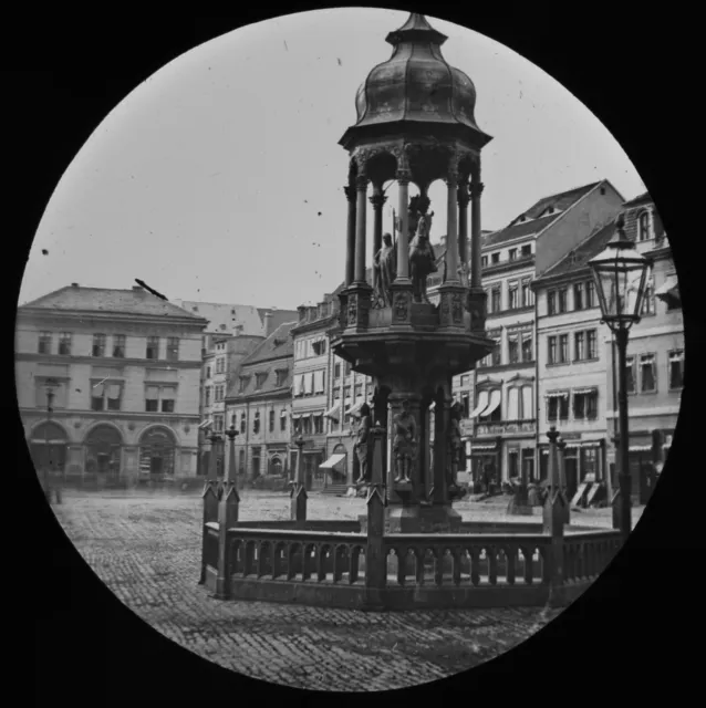 MAGDEBURG ALTER MARKT SQUARE C1890 Magic Lantern Slide PHOTO GERMANY