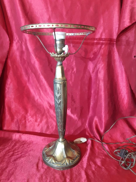 Art Deco Pied de lampe Laiton Cuivre Patine Bronze Dore Pour Obus,globe,tulipe