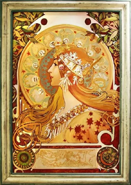 Alfons Mucha - Ölbild Bild Ölgemälde Gemälde Mit Rahmen Echte Gemälde G15245