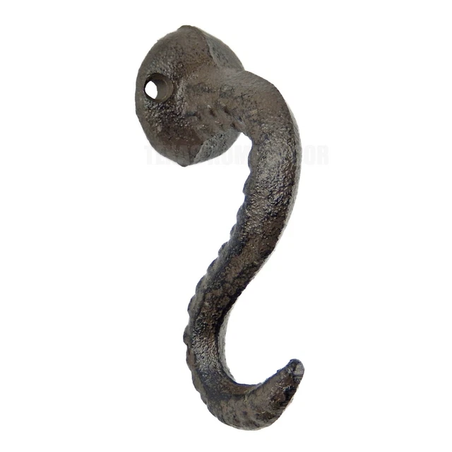 Octopus Tentacle Wall Hook Cast Iron Key Coat Towel Hanger Nautical Beach Brown