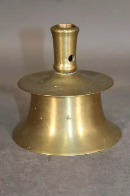 Extremely Rare 16-17Th C Dutch Brass Mid Drip Capstan Candlestick In Old Color