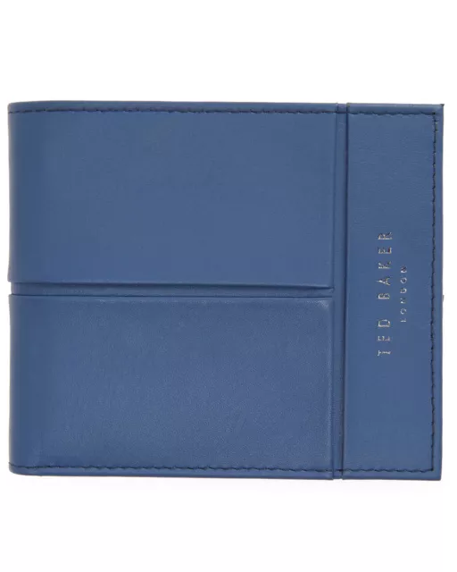 Ted Baker London Mens Samul Leather Bifold Wallet Blue - NIB $95