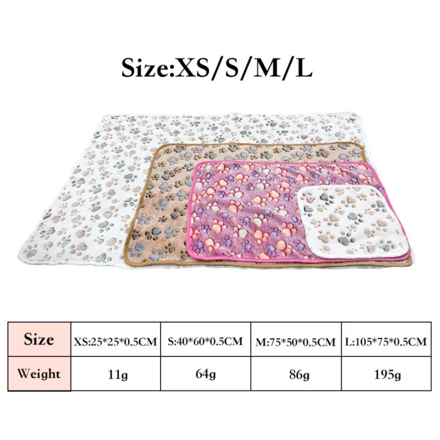 Warm Pet Mat Dots Paw Print Cat Puppy Fleece Soft Blanket Bed Cushion XS S M L 2