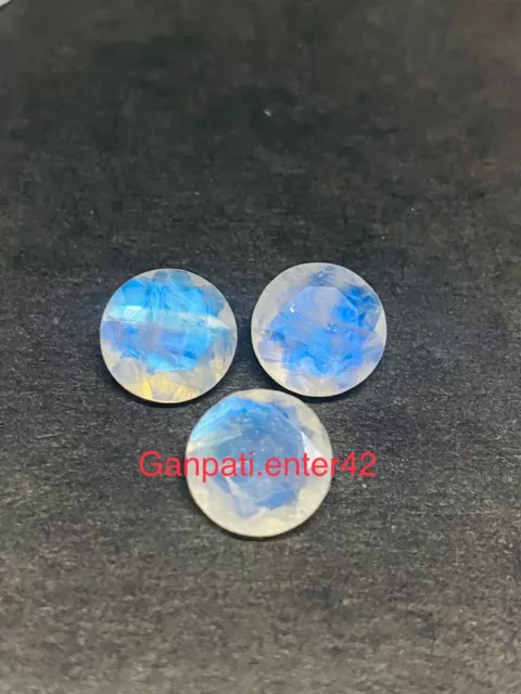 Natürlich Regenbogen Mondstein Facettiert Rund Schliff 12x12 MM 1 Stück Lot Lose