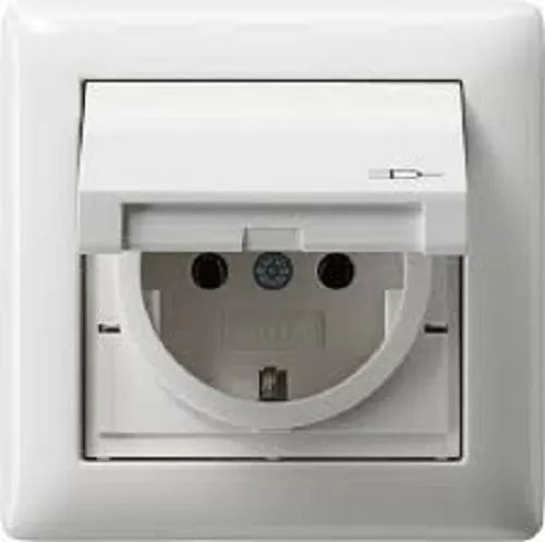 Enchufe Con Tapa Abatible IP 44 Gira Sistema 55 Blanco Puro Brillante Typ 115703