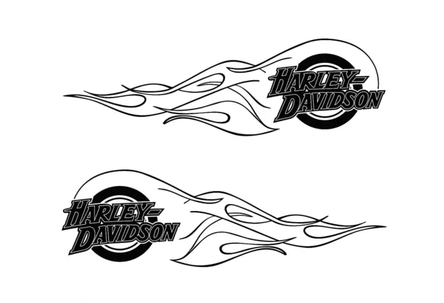 2 x 20cm Aufkleber Harley Davidson Logo Flame Auto Motorrad Möbel PC
