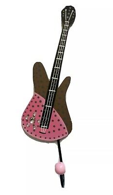Gift Gallery Pink Wood Guitar COWGIRL Wall Hanger Hook  coat hook decorative