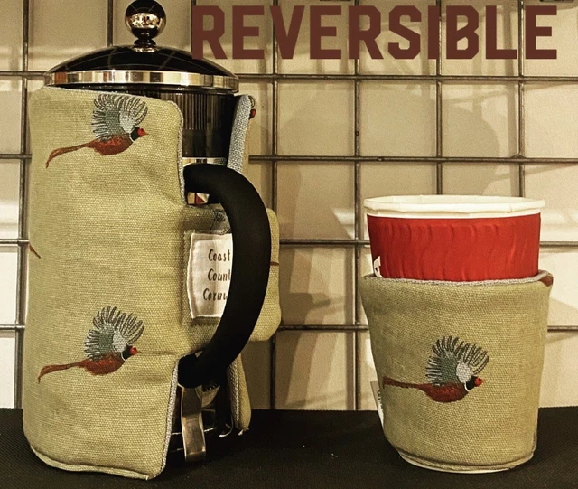 Caffettiere, coperchio stampa francese e manicotto tazza caffè - Sophie Allport Pheasants