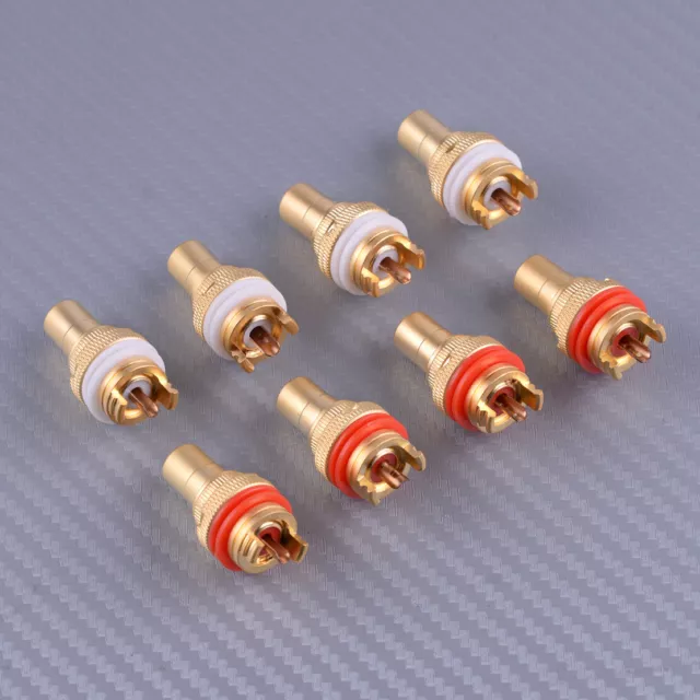 8X Copper RCA Female Socket Chassis Connector Audio Plug Amplifier HiFi