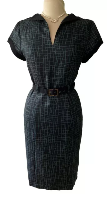 24 26 28 Plus Size Black Green Curve Vintage Pencil Wiggle Dress True To Size