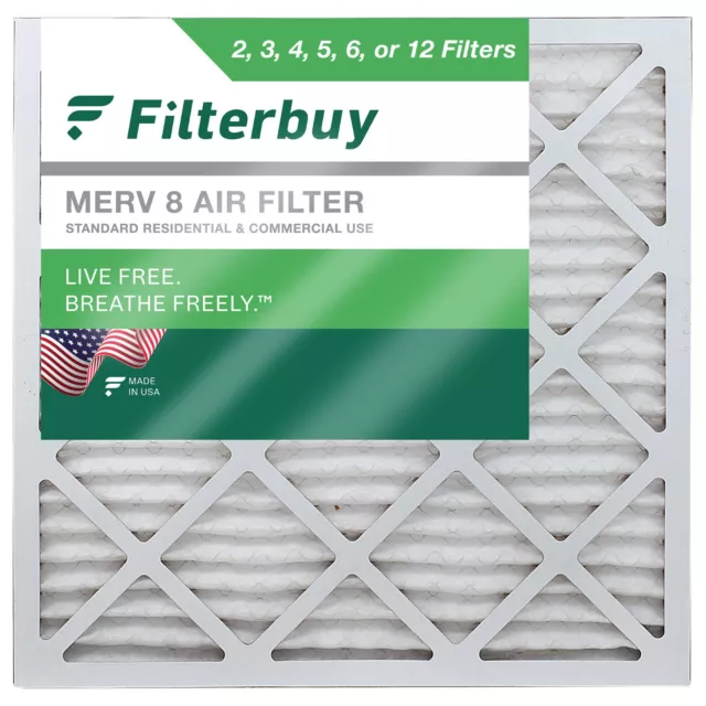 Filterbuy 20x20x2 Pleated Air Filters, Replacement for HVAC AC Furnace (MERV 8)