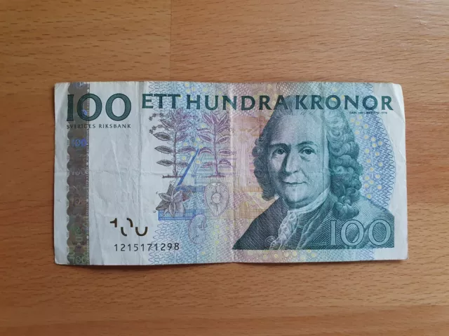 Schwedische Kronen 100, Banknote Schweden, Ett Hundra Kronor, Carl von Linne