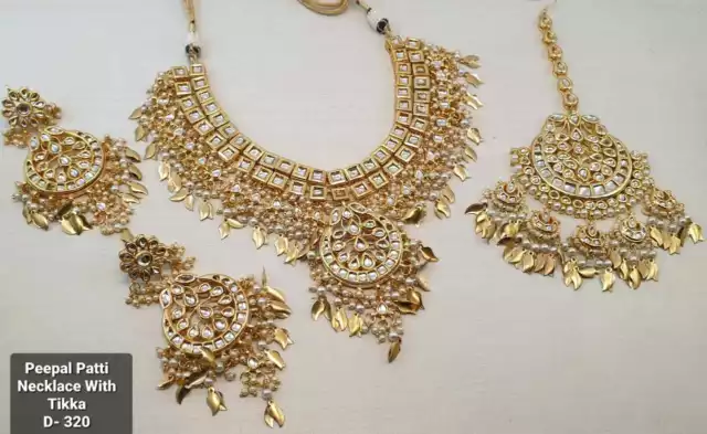 Indian Kundan Gold Plated Bollywood Choker Necklace Earring Tikka Jewelry Set 2