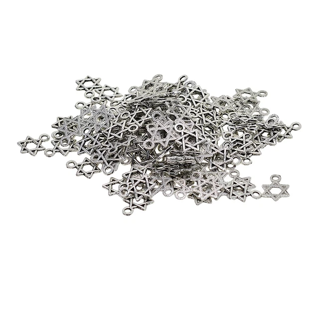 100 Stück tibetischen Silber Davidstern Schmuck machen Charme Anhänger