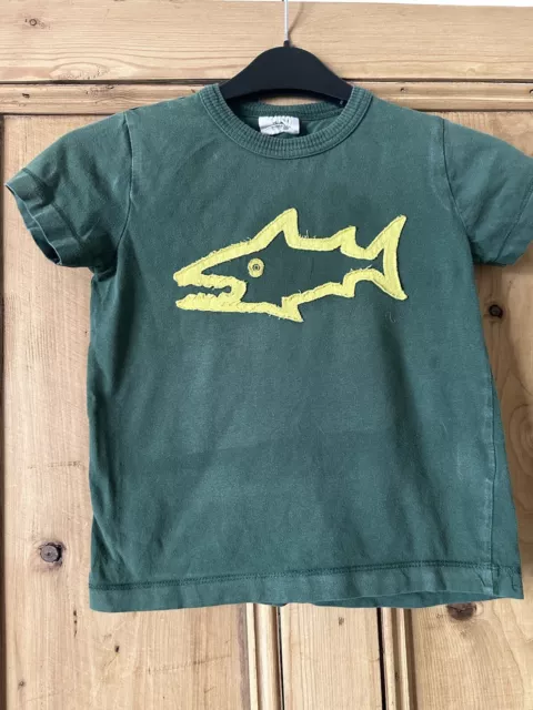 Boden Boys T-shirt  Age 4-5 Green Shark