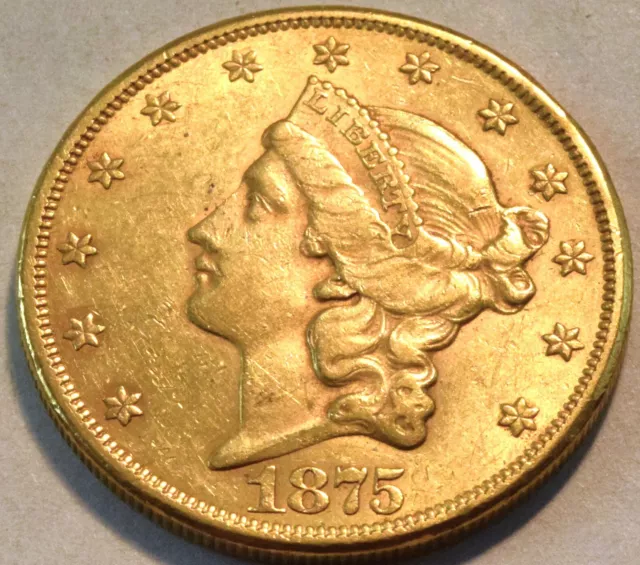 1875 CC $20 Gold Liberty Double Eagle, Rare High Grade Carson City Twenty Dollar