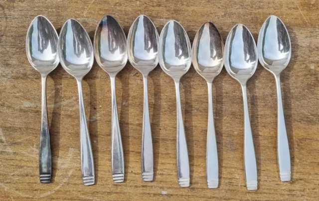 Elkington Rochester Silver Plate Art Deco Cutlery 8 Desert Spoons 7 Desert Forks
