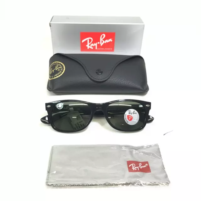 Ray-Ban Sunglasses RB2132 NEW WAYFARER 901/58 Black Frames with Green Lenses