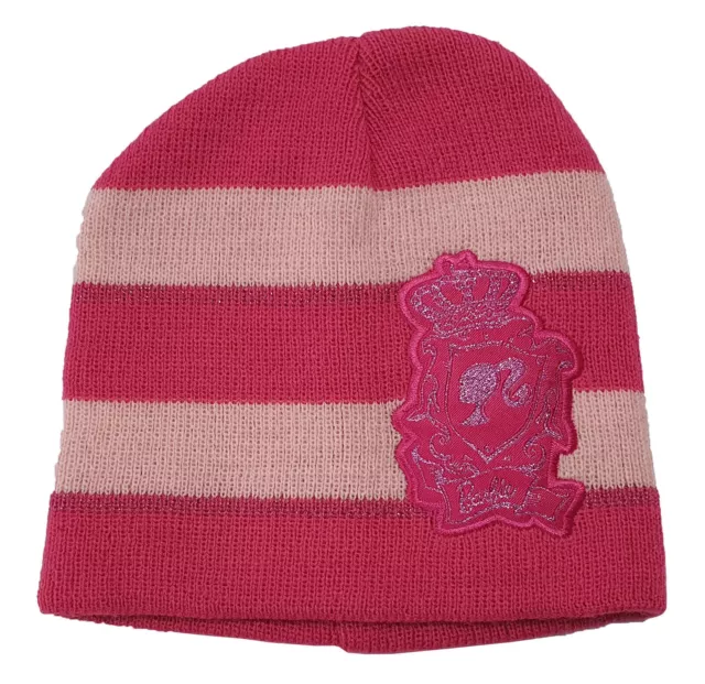 Barbie Beanie Hat Pink Stripes Winter Kids Girls Childs Small NB271