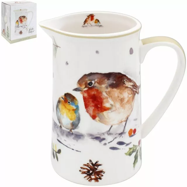 Winter Robins Fine China Milk Jug Christmas Festive Robin