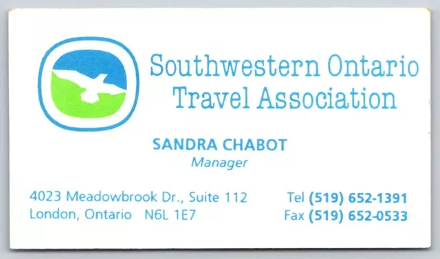 Business Card London ON Southwestern Ontario Travel Association Sandra Chabot