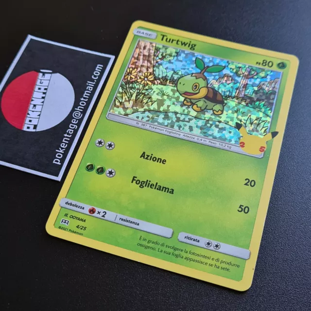 ITA Pokemon McDonald's 25 Turtwig Holo 4/25 Olo Promo Mc Donald 2021 Italian 4