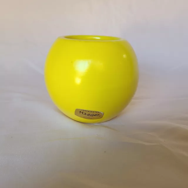 Vintage Haeger Pottery Small Primary Yellow Round Planter Ceramic 4"  USA