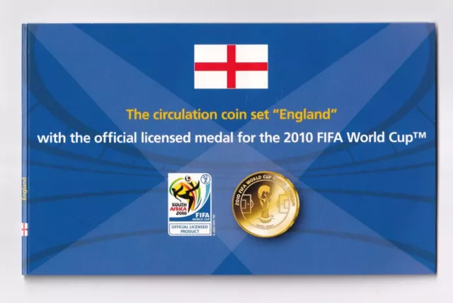 2010 Fifa World Cup Medal With 2008 Circulation Coin Set "England"