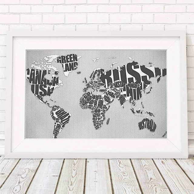 WORLD MAP - Globe Cities Wall Chart Poster Print Sizes A5 to A0 **FREE ...