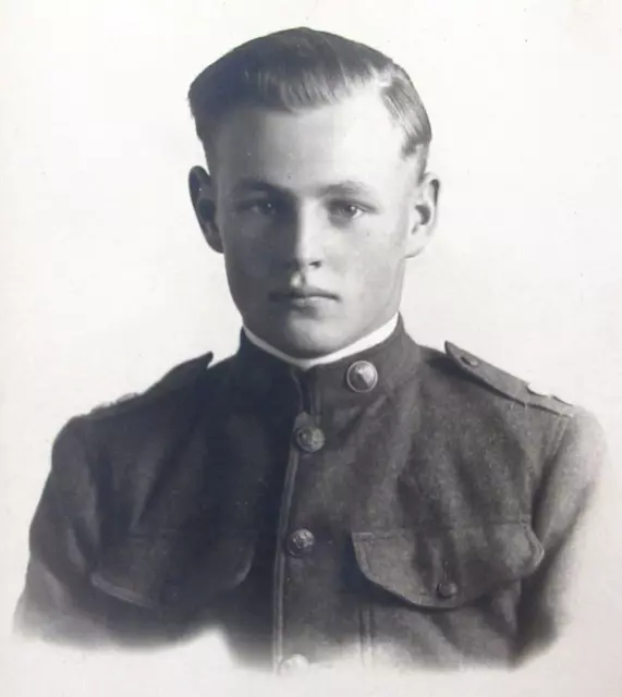 WWI Era US Army ROTC Cadet Handsome Young Man Photo Long Beach High CA 1923