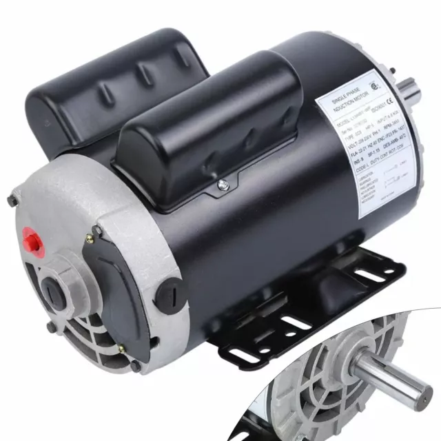 5 HP 3450 RPM 60 HZ Single Phase Electric Air Compressor Motor 7/8" Shaft USA