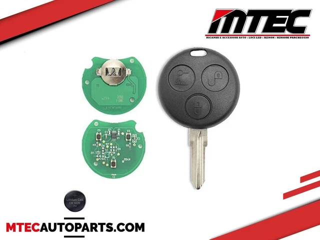 3 TASTI CHIAVE TELECOMANDO COMPLETO 433MHz CHIP SMART FORTWO FORFOUR ROADSTER EUR 19,99 - IT - Foto 9