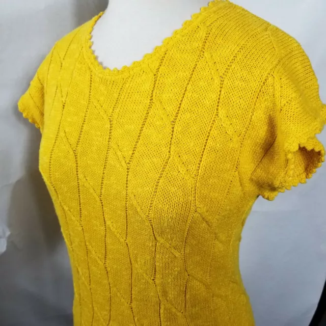 Lucca Couture Womens Knit Top Blouse Size Small Yellow Open Knit