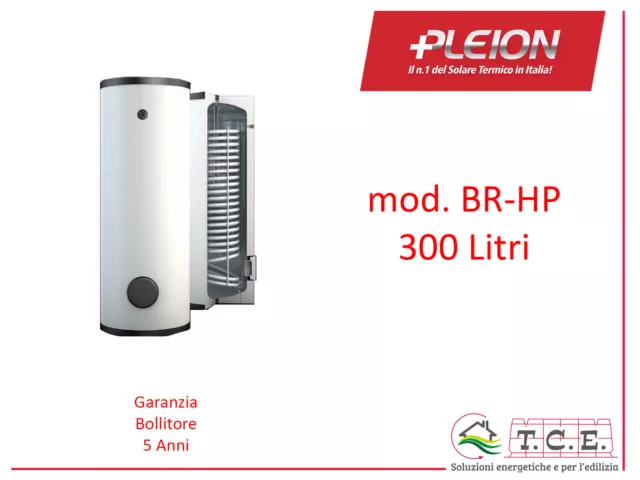 Bollitore Solare ACS per Pompa di Calore -  PLEION mod BR-HP 300 Litri 1 Scamb.