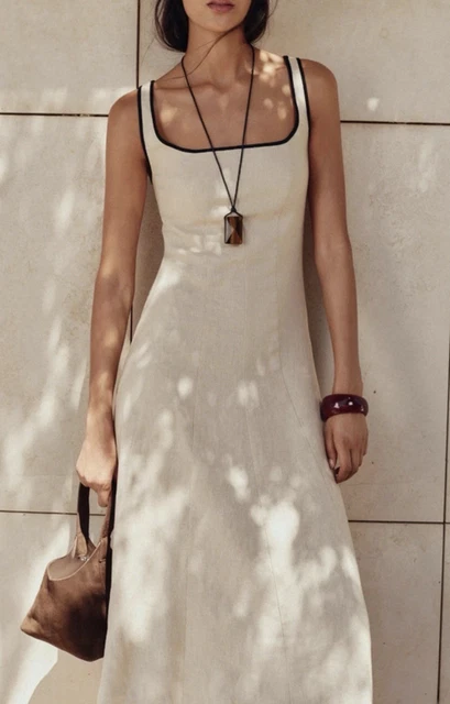 linen ruched dress Threadbare Women's Stone Linen Blend Ruched Midi Dress main image 0