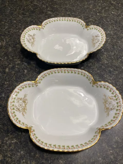 Pair Of 10” Vint Haviland Limoges Schleiger Pattern 113 Vegetable Serving Dishes