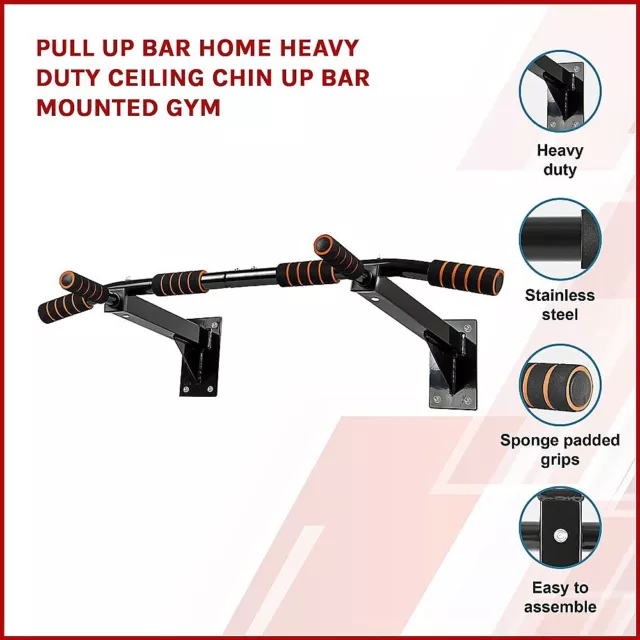 Pull Up Bar Home Gym Heavy Duty Chin Up Bar Ceiling Wall Mounted 2