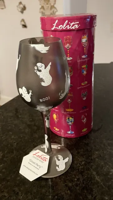 Lolita “Ghost Party” Wine Glass~ Halloween ~ NEW In Open Box