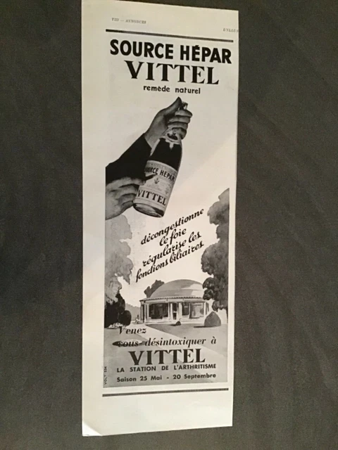 ANCIENNE PUBLICITE VITTEL 1920´s ORIGINAL VINTAGE ADVERTISEMENT EUR 4,99 - FR ANCIENNE PUBLICITE VITTEL 1920´s ORIGINAL VINTAGE ADVERTISEMENT EUR 4,99 - FR