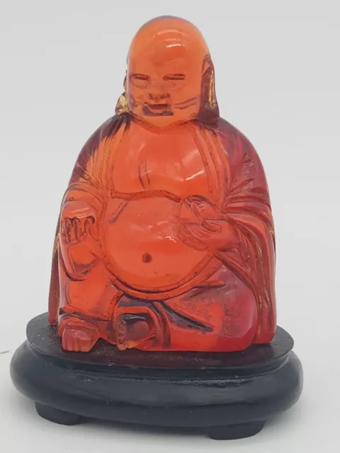 Old Chinese Amber Carved Kwan-yin buddha Guan Yin Ru Yi Statue Sculpture